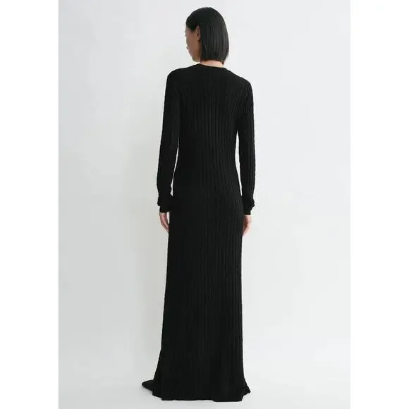TOTEME Cable Knit Maxi Dress in Black XXS - Picture 4 of 4